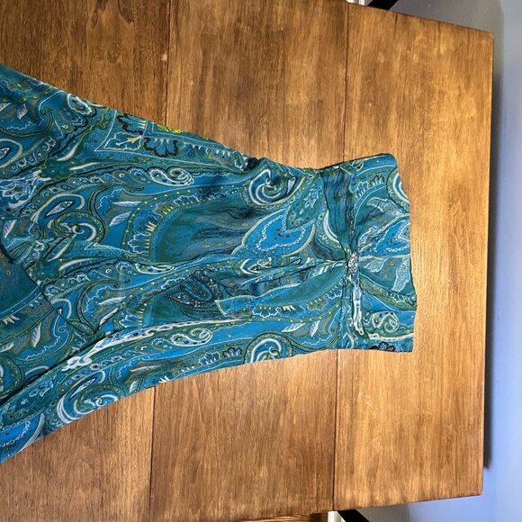 Dress- Silk turquoise paisley strapless - Picture 5 of 8
